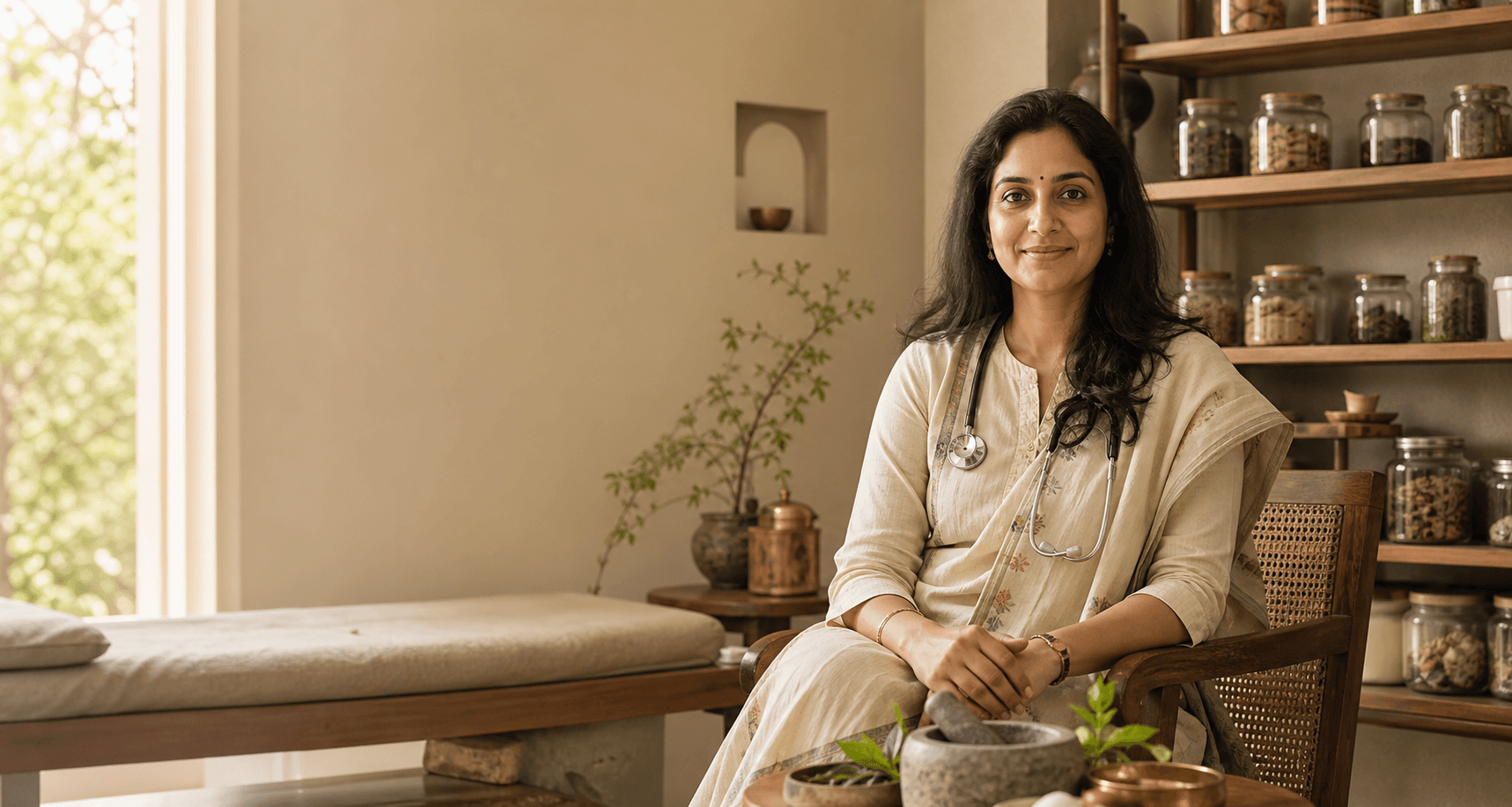 Ayurveda clinic consultation background